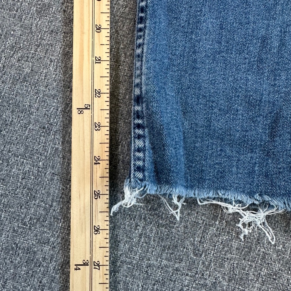 MOTHER High Waisted Straight Leg Jeans Blue Denim Raw Hem Button Fly Size 31 - Picture 9 of 12
